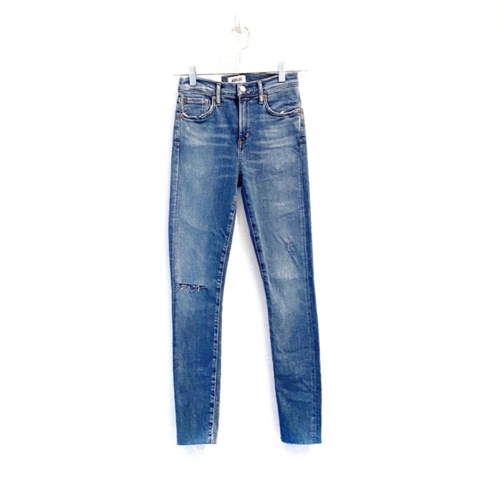 NEW AGOLDE Sophie Mid-Rise Raw Ankle Skinny Sz 25